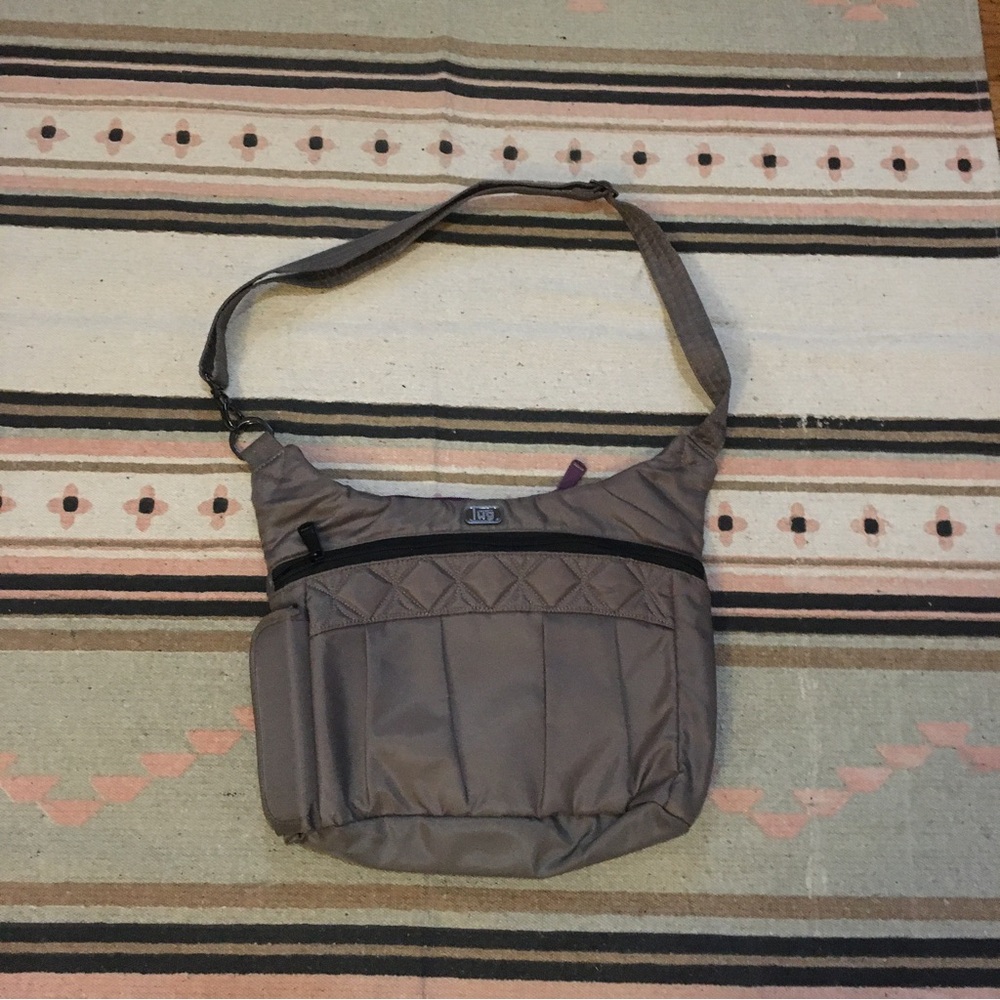 Lug Swing small light brown travel bag purse multi pockets lightweight Crossbody